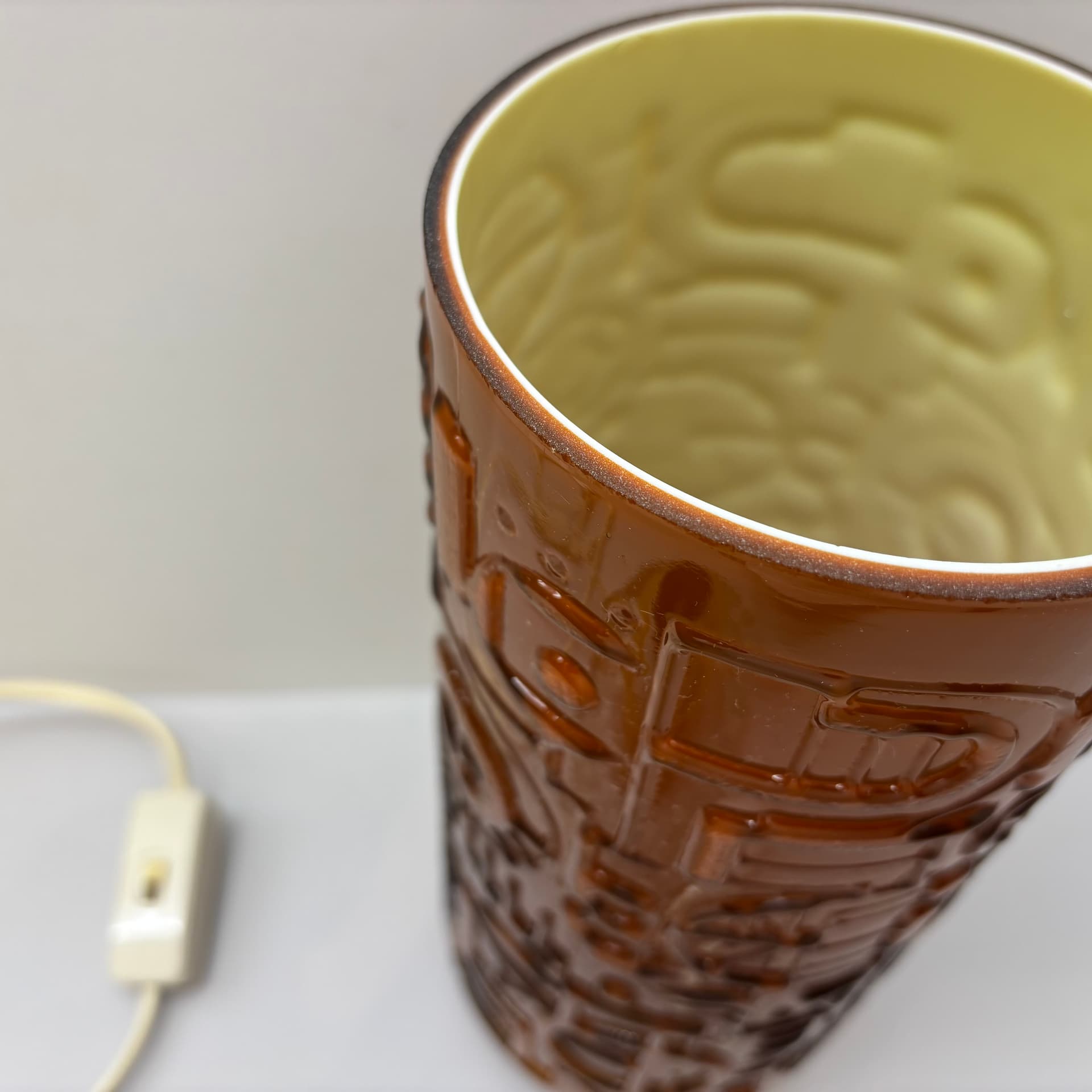 Lampa stołowa, space age, pomarańczowy, szkło, Niemcy, lata 70. - 185213