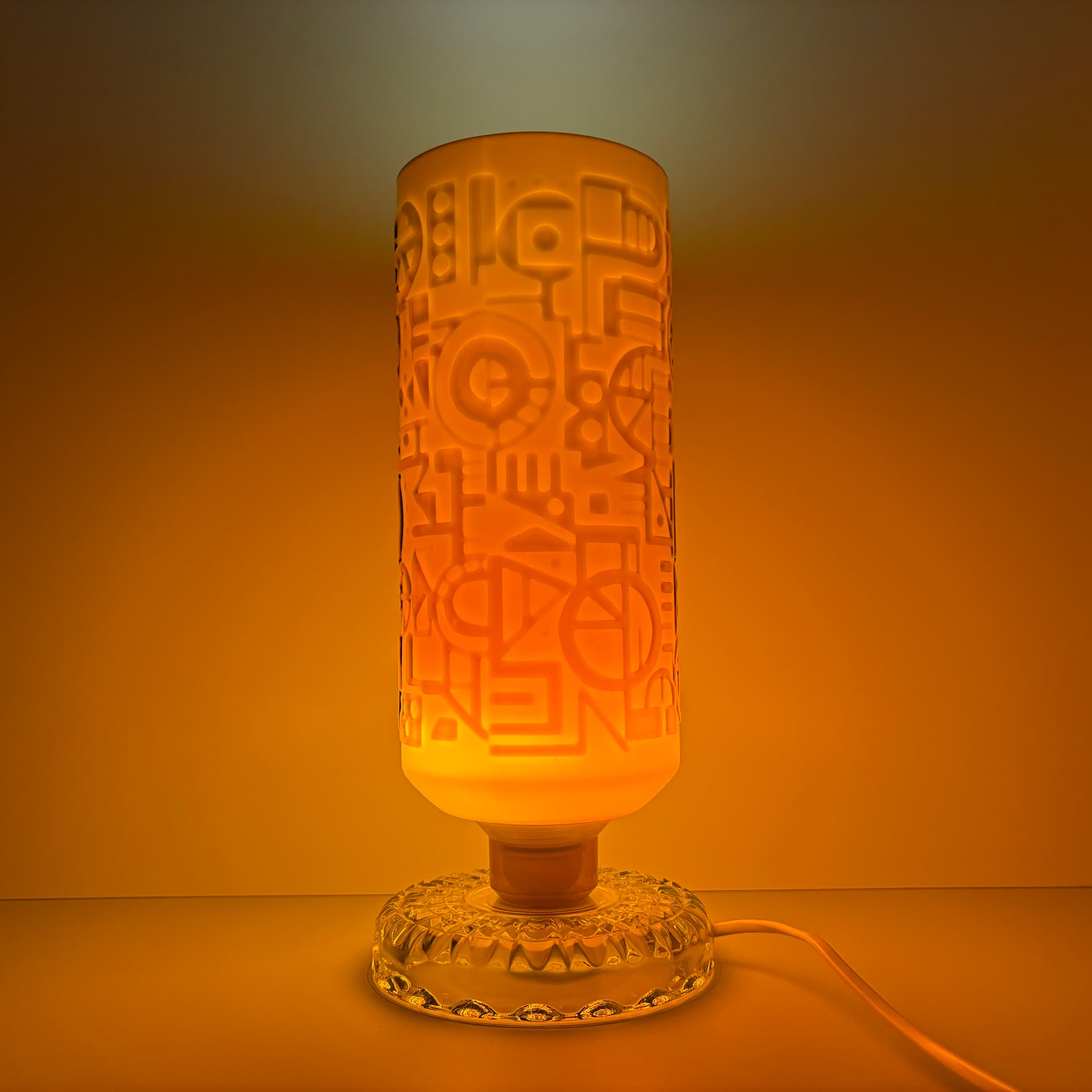 Lampa stołowa, space age, pomarańczowy, szkło, Niemcy, lata 70. - 185209