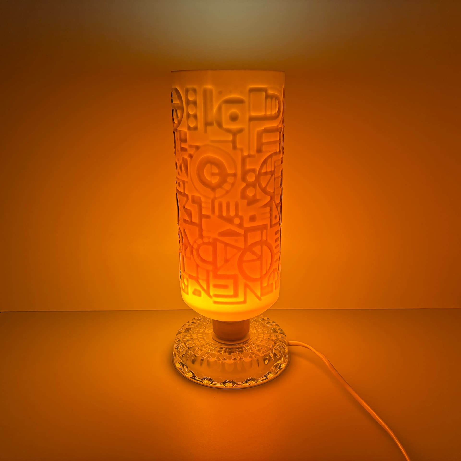 Lampa stołowa, space age, pomarańczowy, szkło, Niemcy, lata 70. - 185212