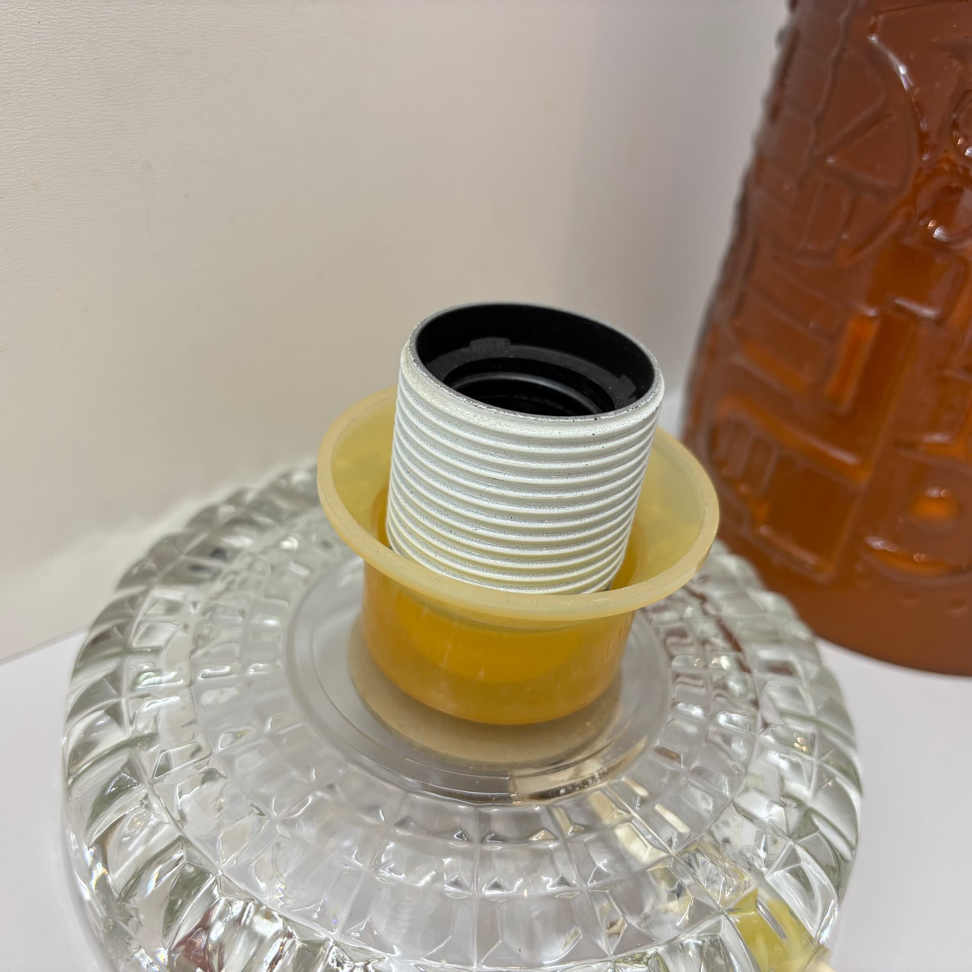 Lampa stołowa, space age, pomarańczowy, szkło, Niemcy, lata 70. - 185215