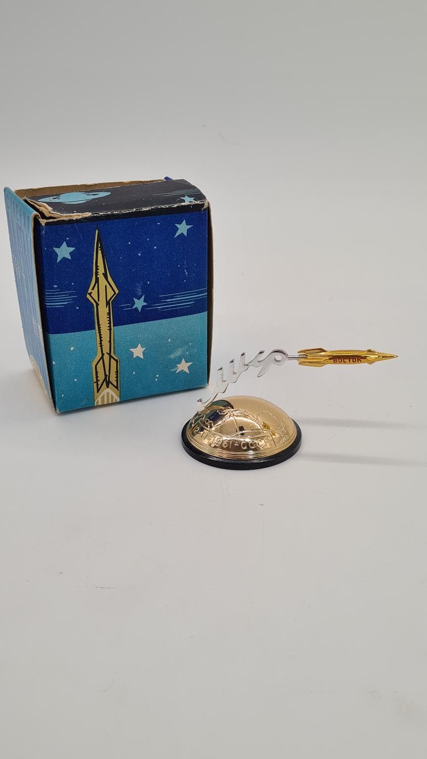 Model rakiety Wostok, space age, złoty, Rosja, lata 60. - 185233