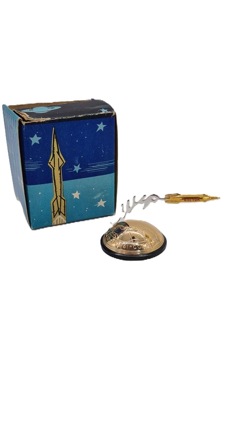 Model rakiety Wostok, space age, złoty, Rosja, lata 60.