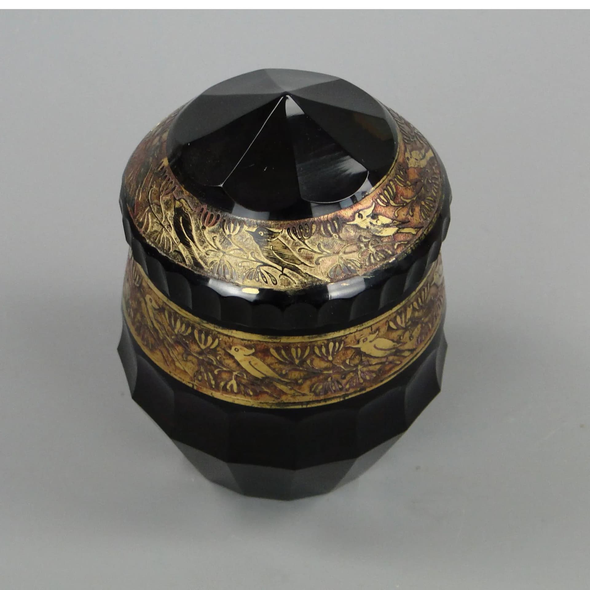 Art Deco Bonbonniere, violet crystal, by J. Hoffmann, Czech Republic, 1920s - 12865