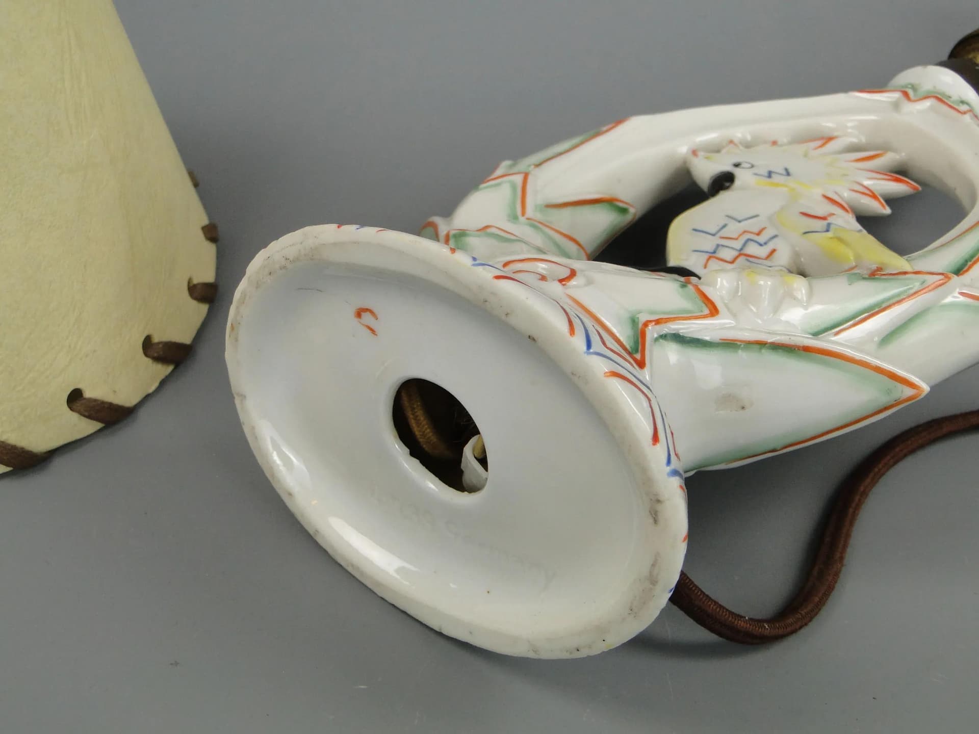 Lampa stołowa Art Deco, kość słoniowa, porcelana, Niemcy, lata 20. - 12860