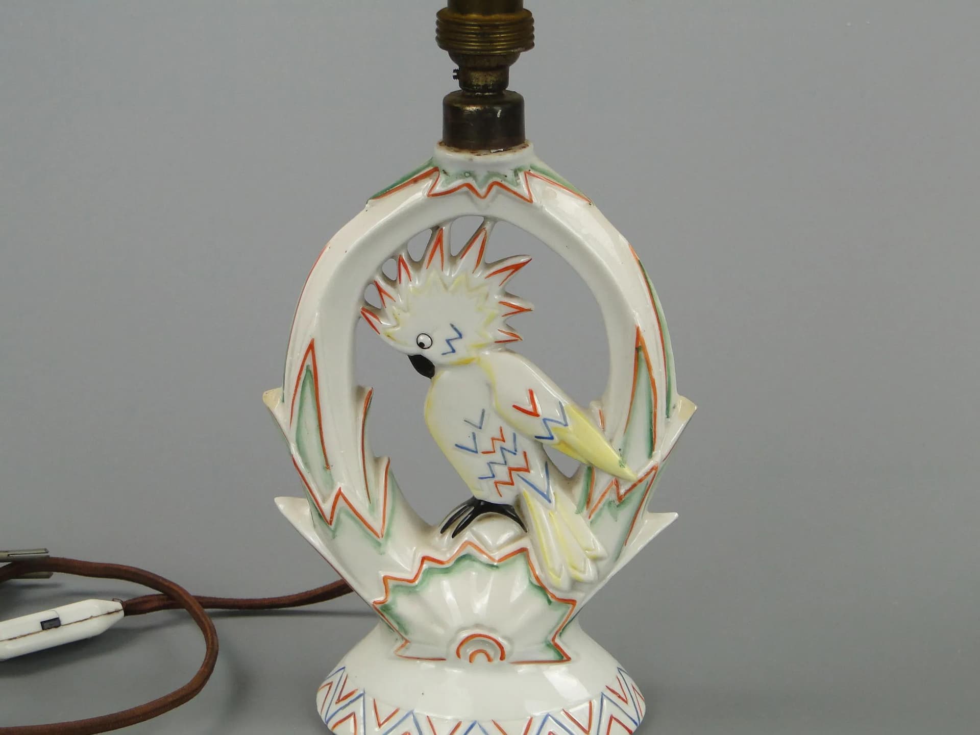 Lampa stołowa Art Deco, kość słoniowa, porcelana, Niemcy, lata 20. - 12854