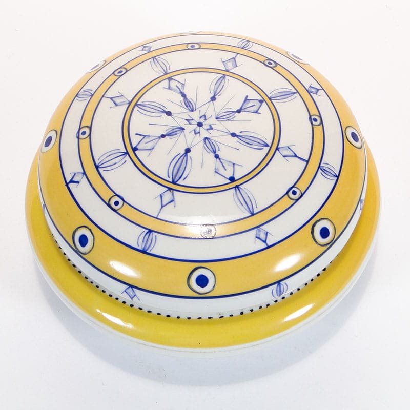 Bonbonniere Kwiatogal, yellow porcelain, Ćmielów, Poland, 1960s - 185396