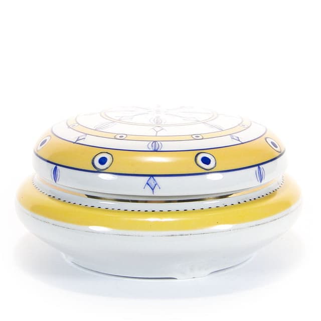 Bonbonniere Kwiatogal, yellow porcelain, Ćmielów, Poland, 1960s - DIMENSION