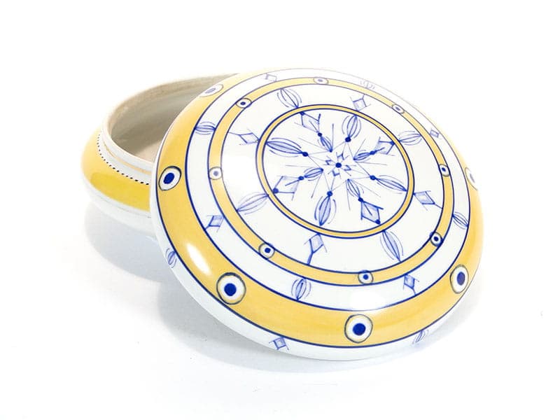 Bonbonniere Kwiatogal, yellow porcelain, Ćmielów, Poland, 1960s - 185399