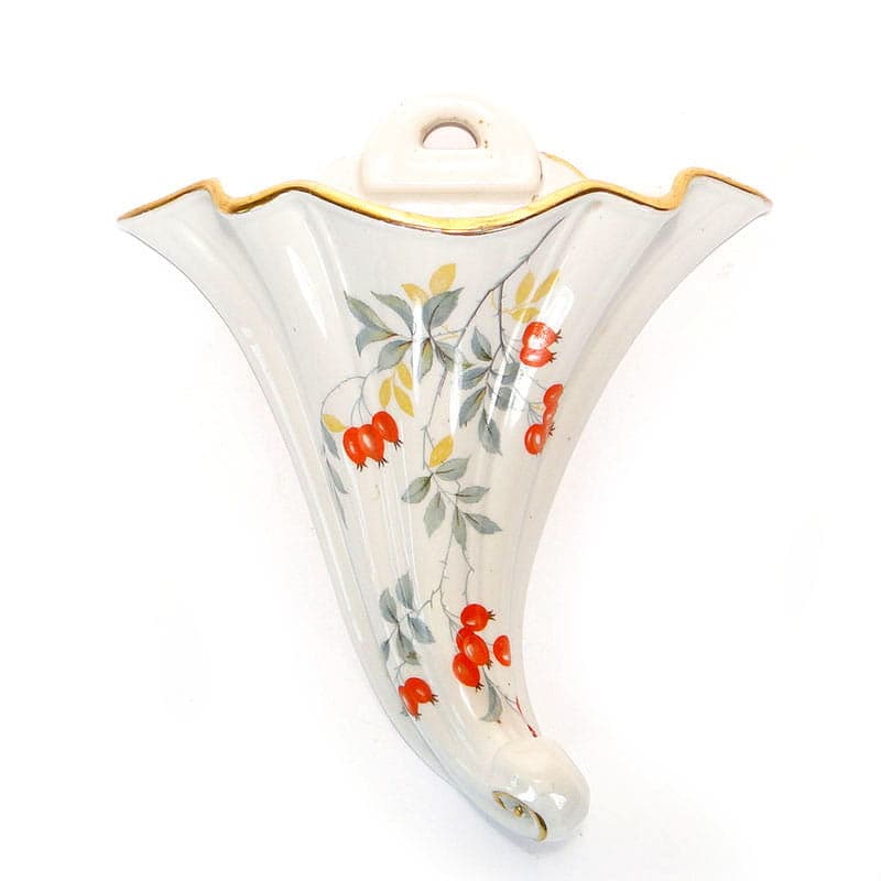 Wazon ścienny Art déco, porcelana multikolor, Ćmielów, Polska, lata 30.