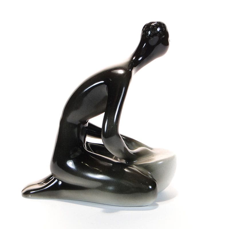 Figurka, Murzynek, czarny, porcelana, proj. H. Orthwein, Ćmielów, Polska, lata 50. - 185453