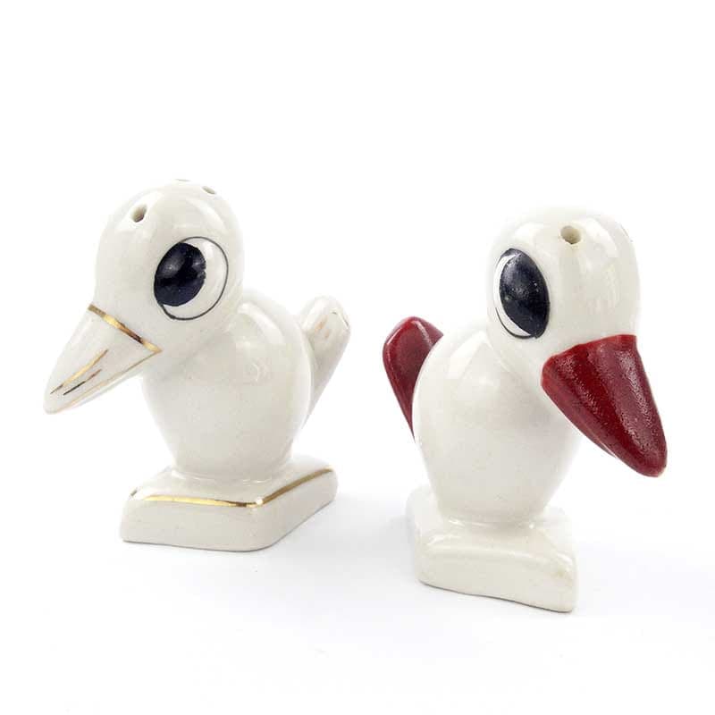 Para solniczek Bociany, Art déco, biel kości słoniowej, porcelana, Ćmielów, Polska, lata 20. - 185468