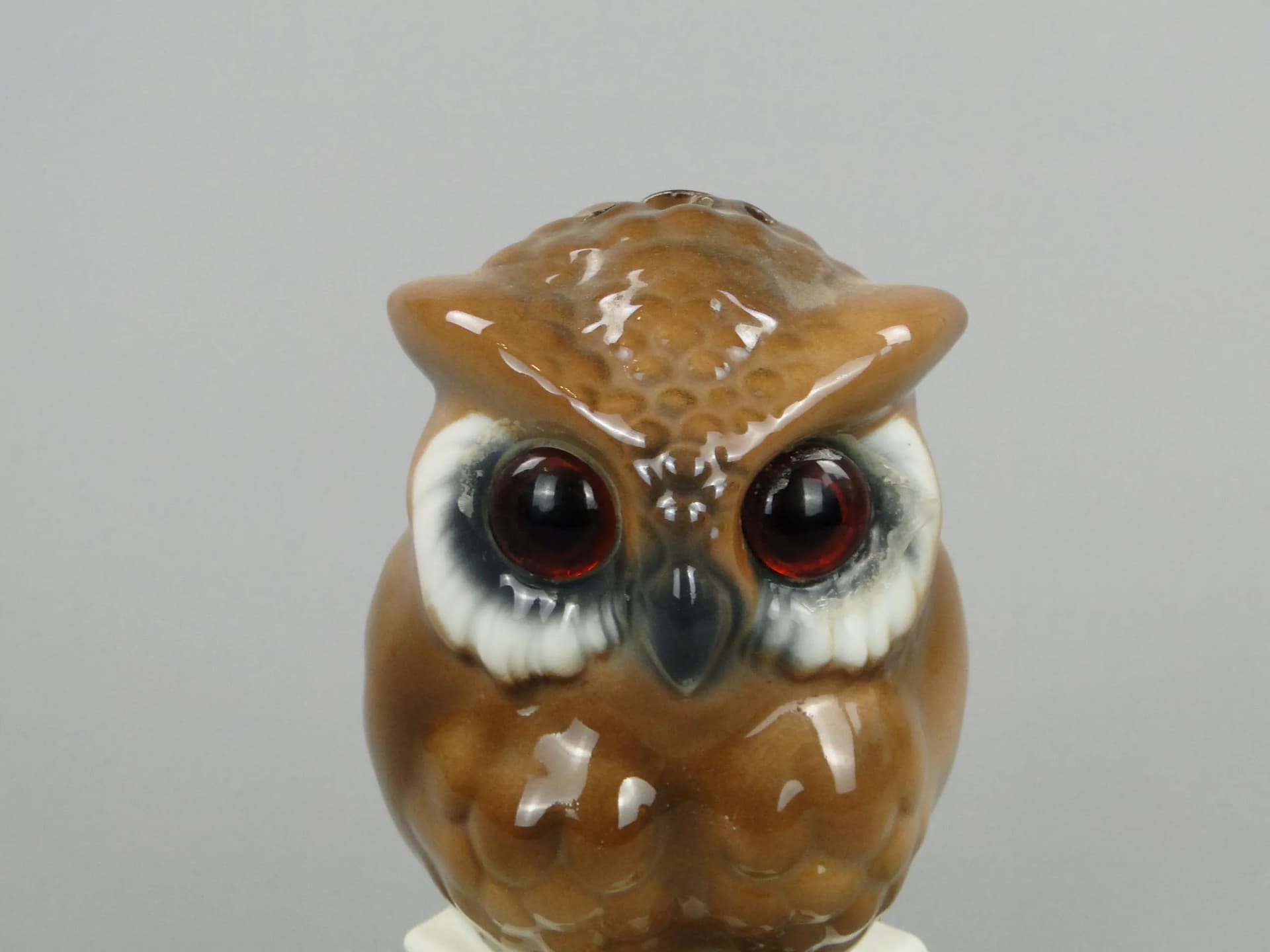 Table lamp owl, brown porcelain, Porzellanfabrik Koenigszelt, Germany, 1930s - 12847