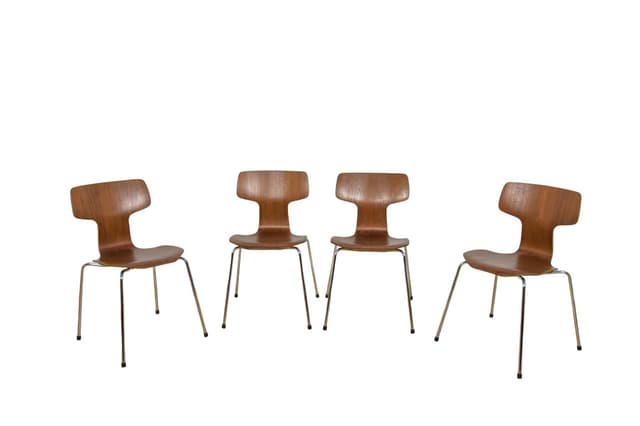 Komplet czterech krzeseł 3103, brązowy, proj. A. Jacobsen, Fritz Hansen, Dania, lata 70. - WYMIARY