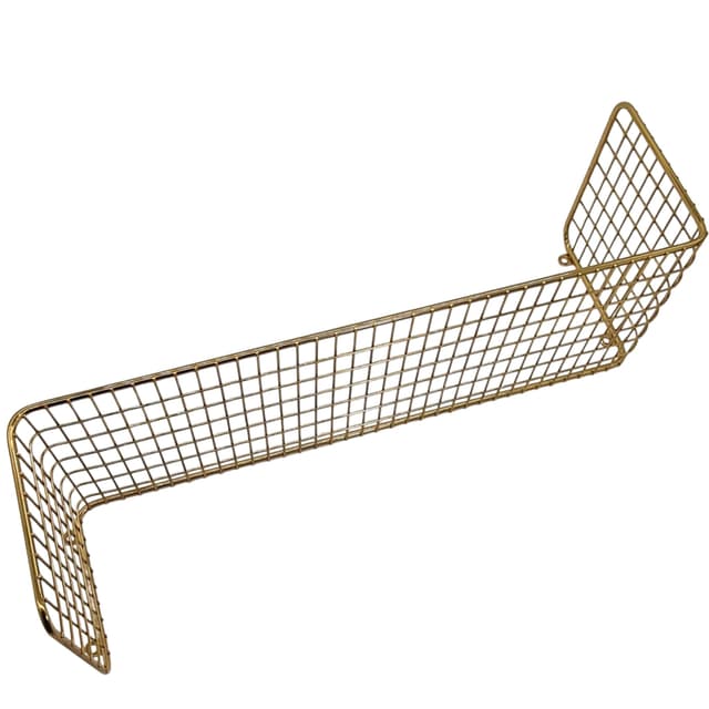 Złota półka ścienna z metalowej siatki - WYMIARY