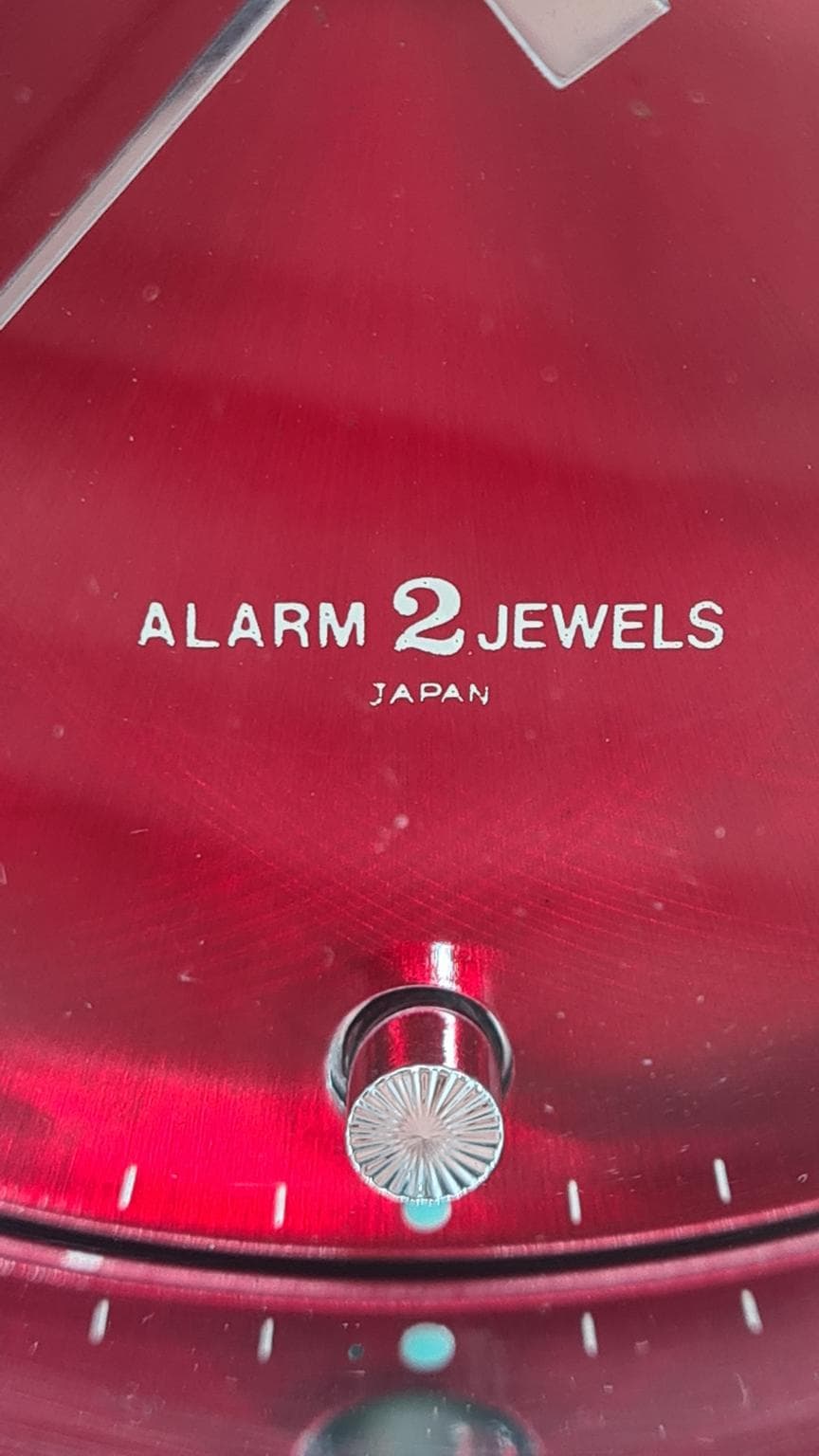 Table Clock Space Age, red, metal, Rhythm, Japan, 1960s. - 185868