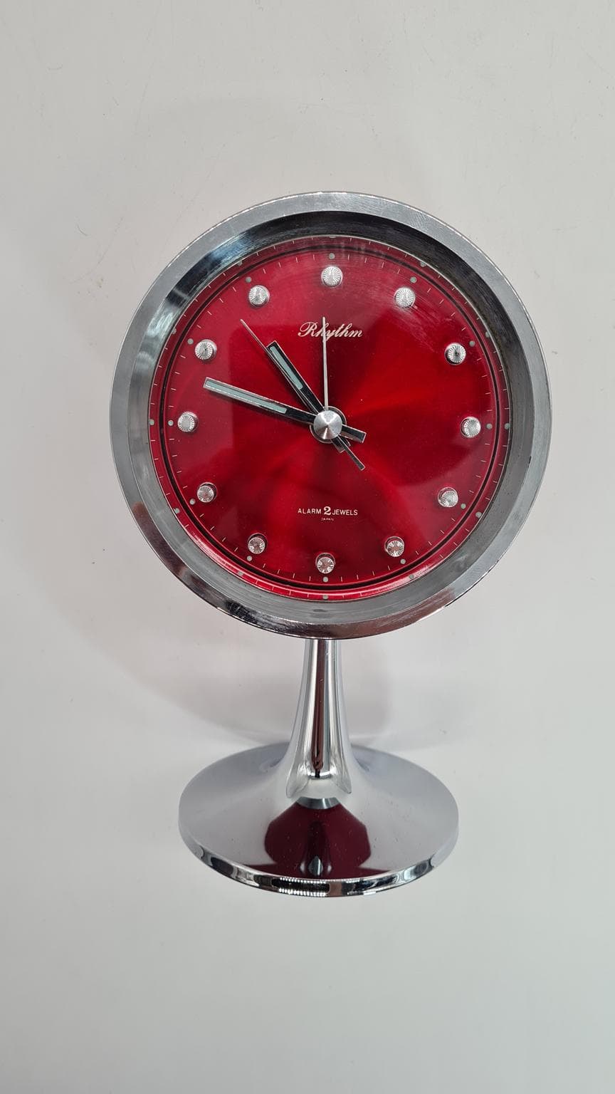 Table Clock Space Age, red, metal, Rhythm, Japan, 1960s. - 185871