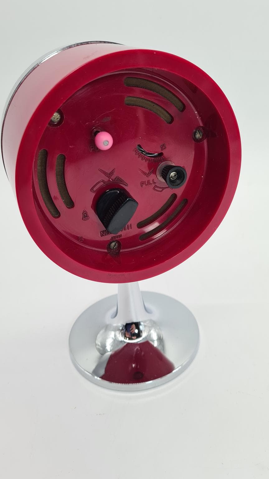 Table Clock Space Age, red, metal, Rhythm, Japan, 1960s. - 185870