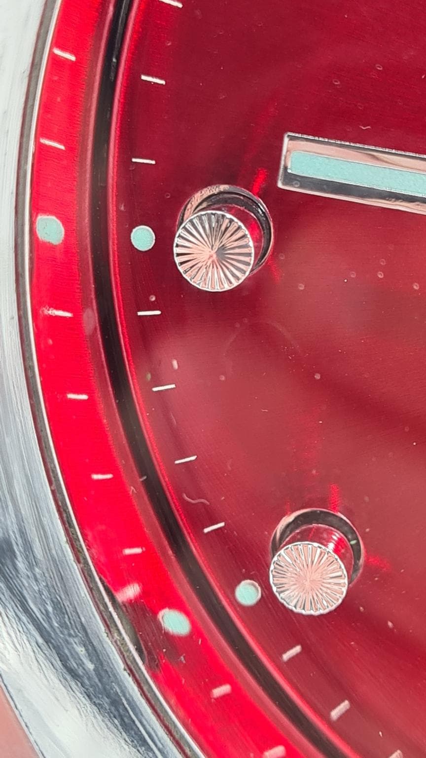 Table Clock Space Age, red, metal, Rhythm, Japan, 1960s. - 185867