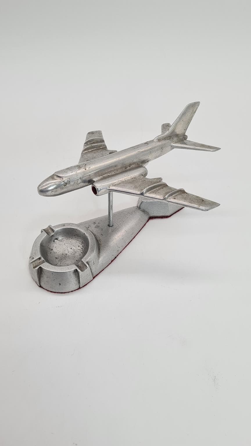 Popielniczka samolot Tupolew Tu-104, srebrny, metal, ZSRR, lata 60. - 185879