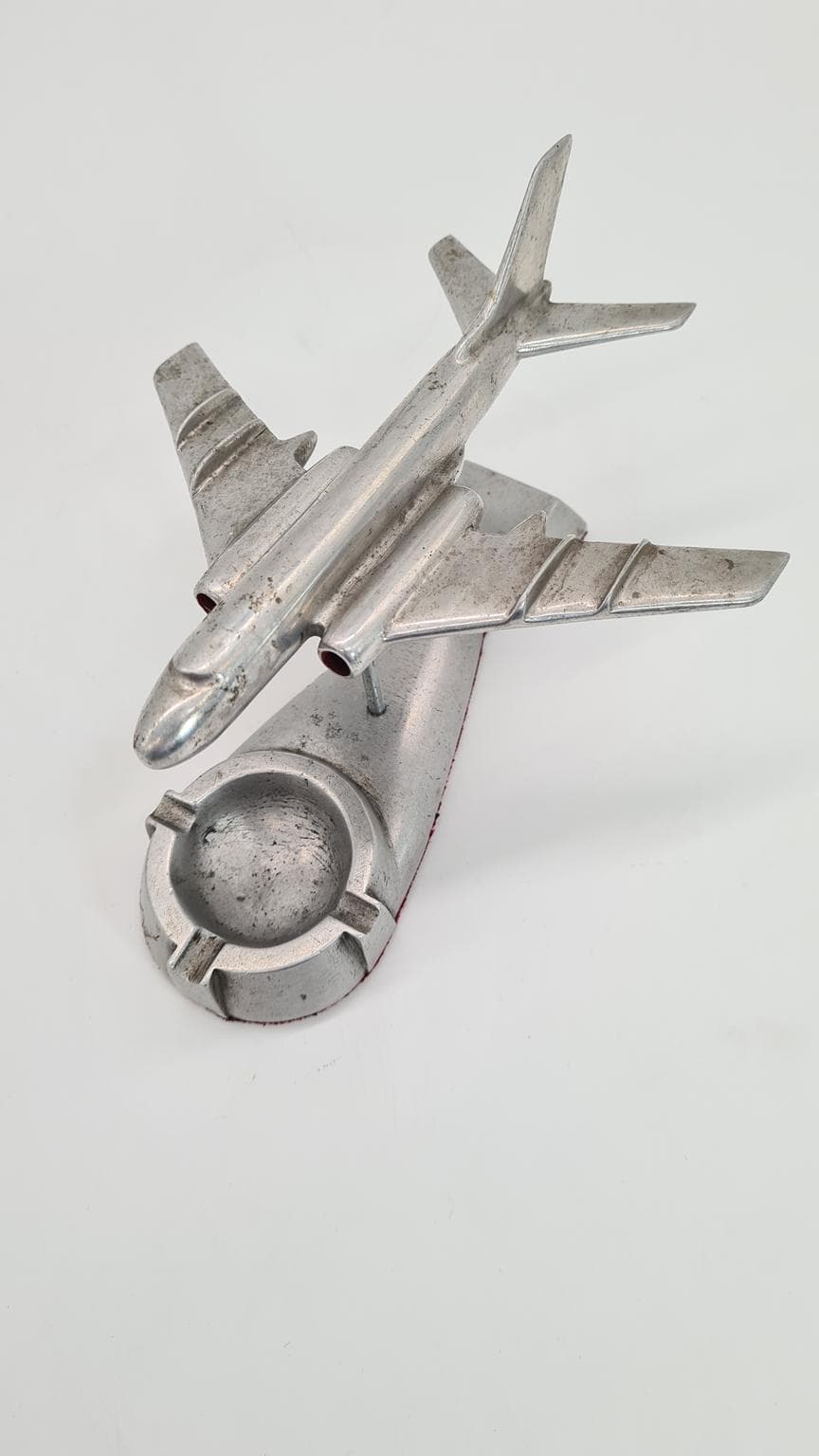 Popielniczka samolot Tupolew Tu-104, srebrny, metal, ZSRR, lata 60. - 185880
