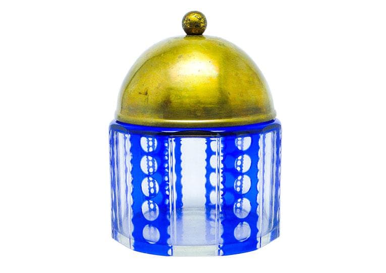 Bomboniera Art Deco, szkło dwuwarstwowe, mosiądz, Niemcy, lata 30.