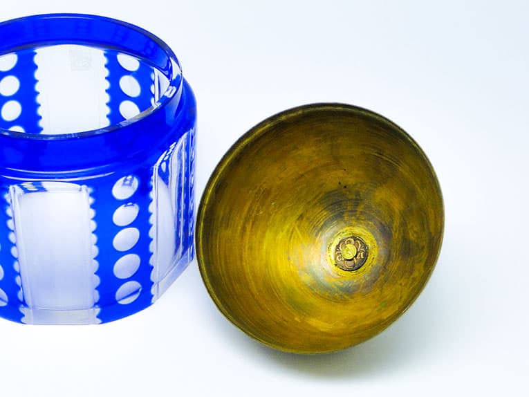 Bomboniera Art Deco, szkło dwuwarstwowe, mosiądz, Niemcy, lata 30. - 185981