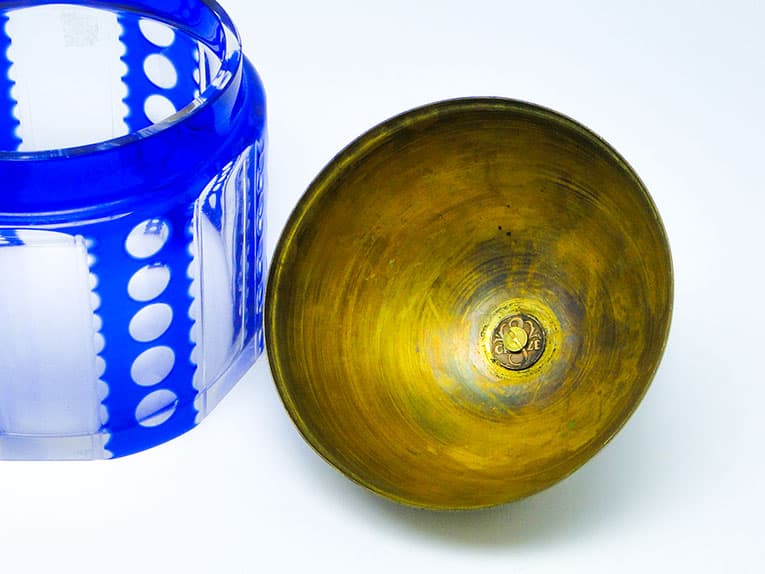 Bomboniera Art Deco, szkło dwuwarstwowe, mosiądz, Niemcy, lata 30. - 185982