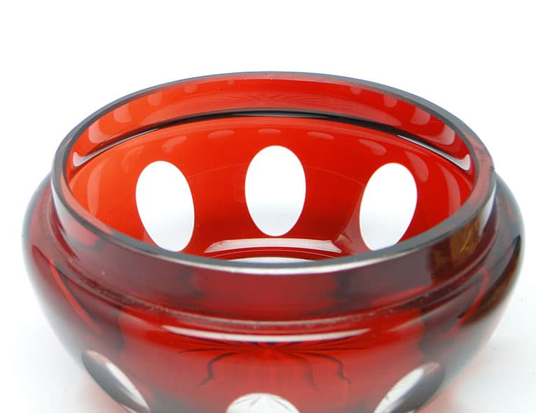 Art Deco bonbonniere, ruby glass, brass, Germany, 1930s. - 185993