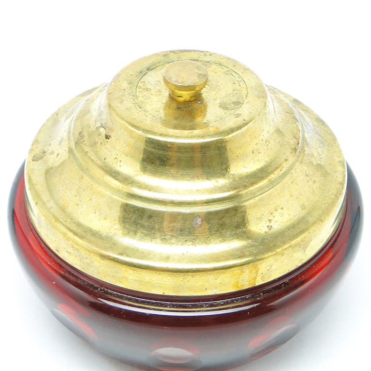 Art Deco bonbonniere, ruby glass, brass, Germany, 1930s. - 185991