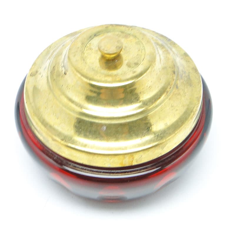 Art Deco bonbonniere, ruby glass, brass, Germany, 1930s. - 185995