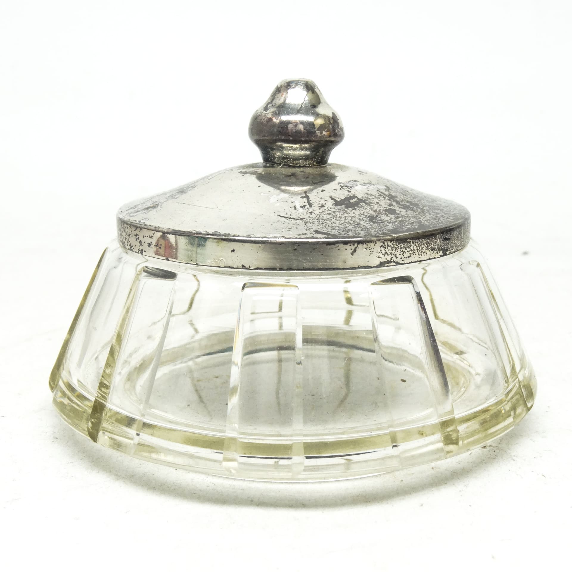 Art Deco bonbonnière, crystal, silver-plated brass, Sweden, 1930s. - 186034