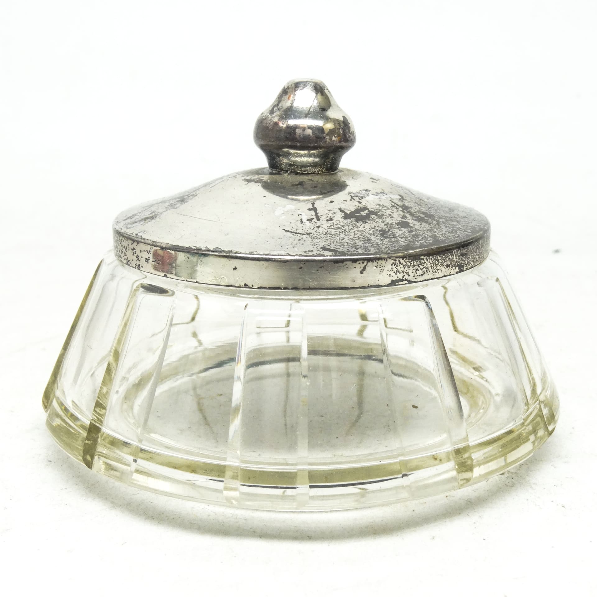 Art Deco bonbonnière, crystal, silver-plated brass, Sweden, 1930s. - 186036