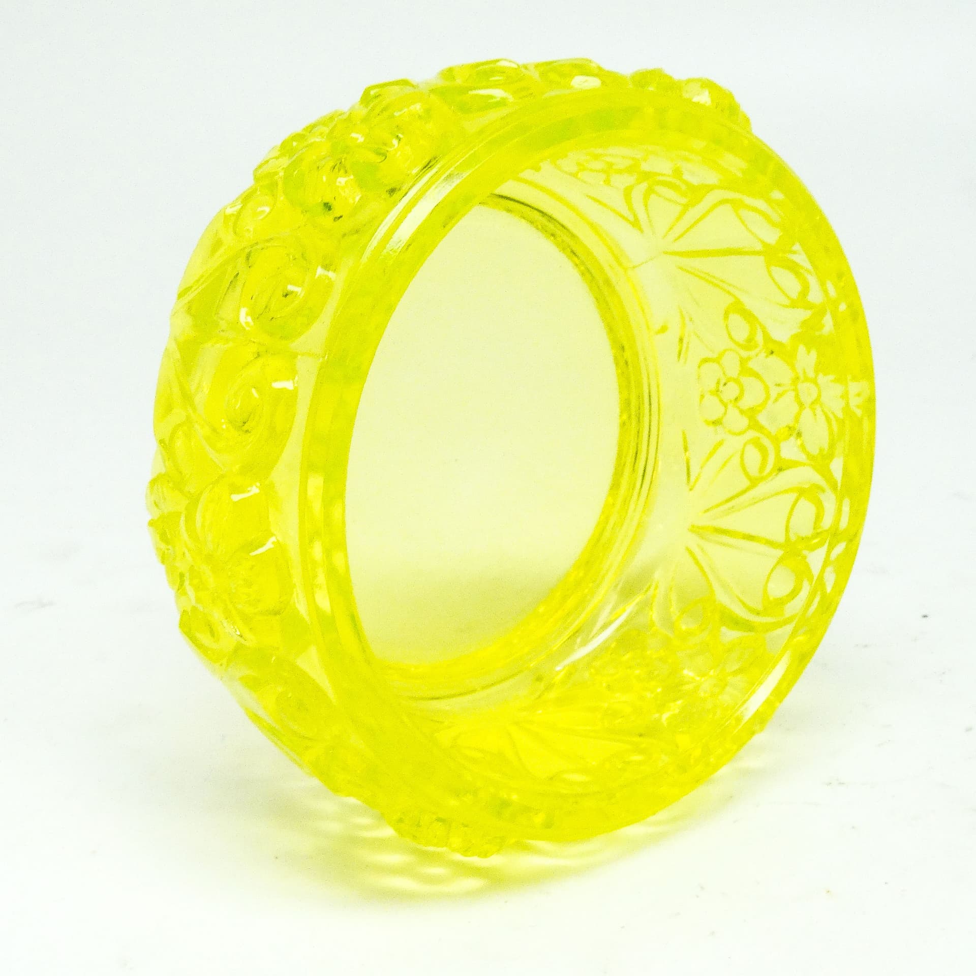 Bomboniera Art déco, szkło uranowe prasowane, Czechosłowacja, lata 50. - 186107