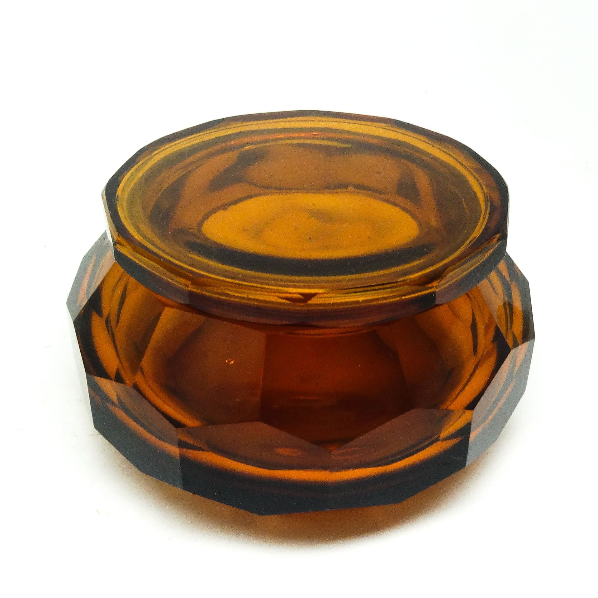 Bomboniera Art Deco, kryształ miodowy, Moser, Czechosłowacja, lata 30. - 186144