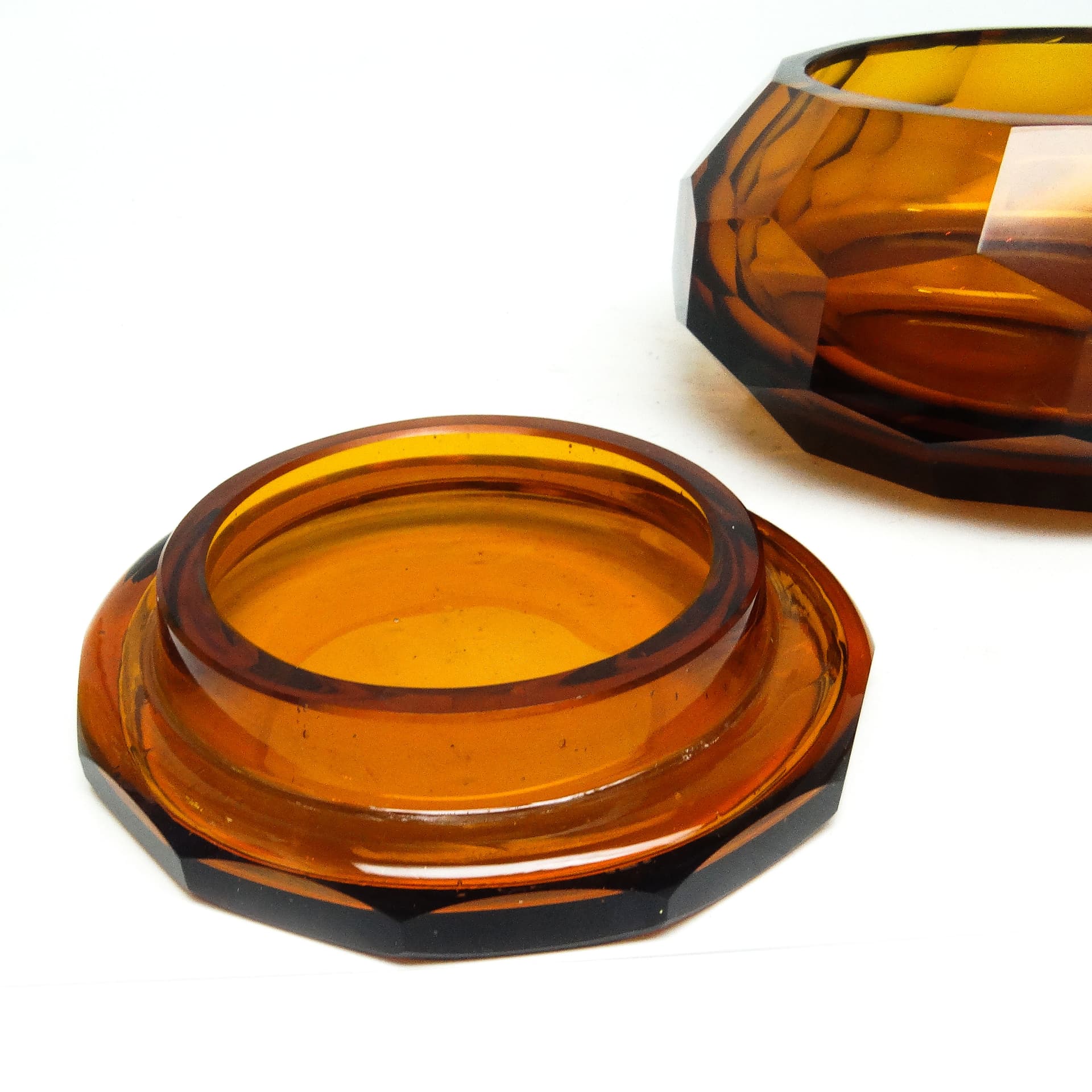 Bomboniera Art Deco, kryształ miodowy, Moser, Czechosłowacja, lata 30. - 186139