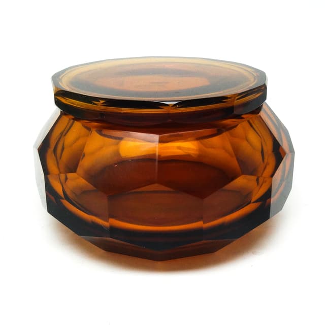 Bomboniera Art Deco, kryształ miodowy, Moser, Czechosłowacja, lata 30. - WYMIARY