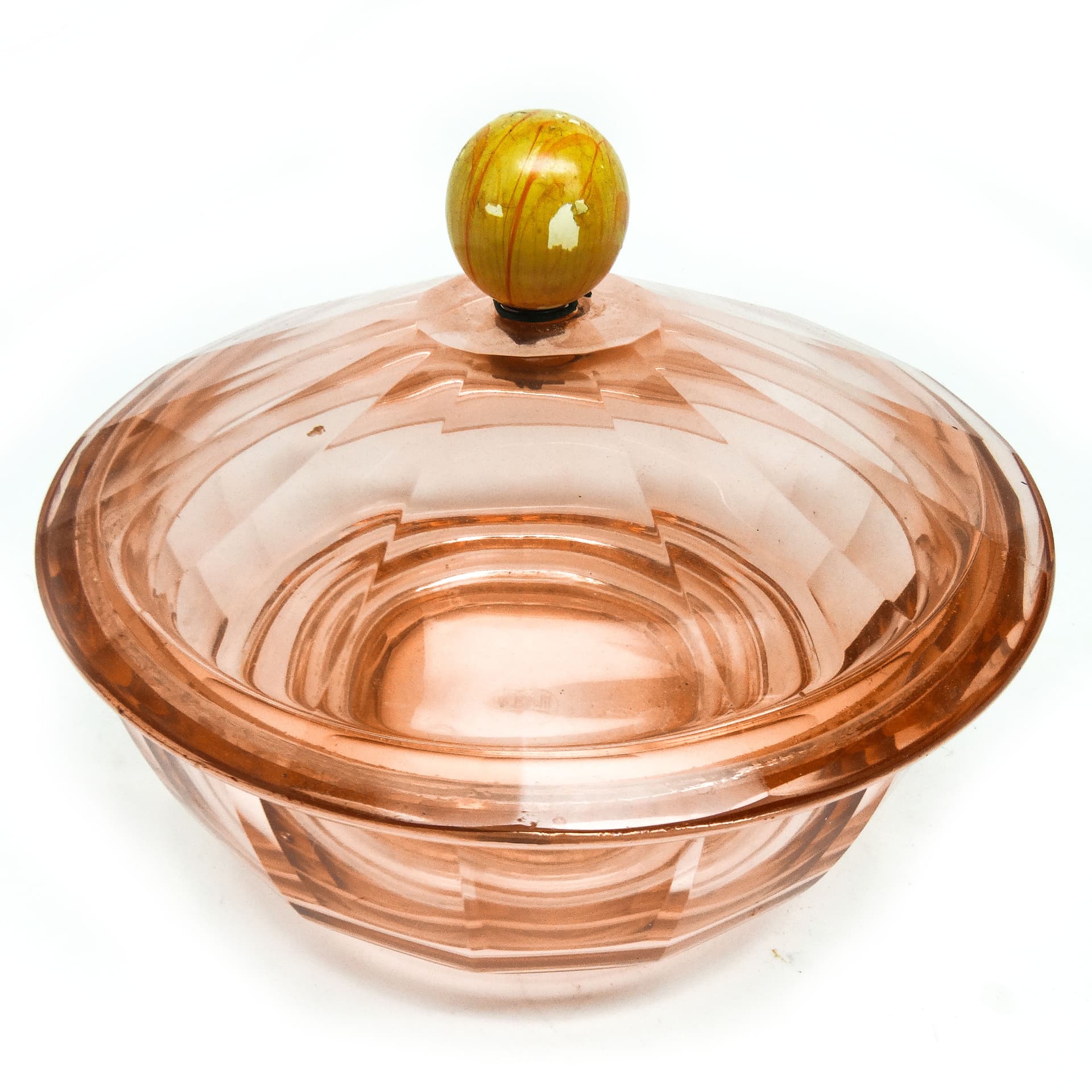 Bomboniera Art Deco, kryształ rozalinowy, Moser, Czechosłowacja, lata 30. - 186167