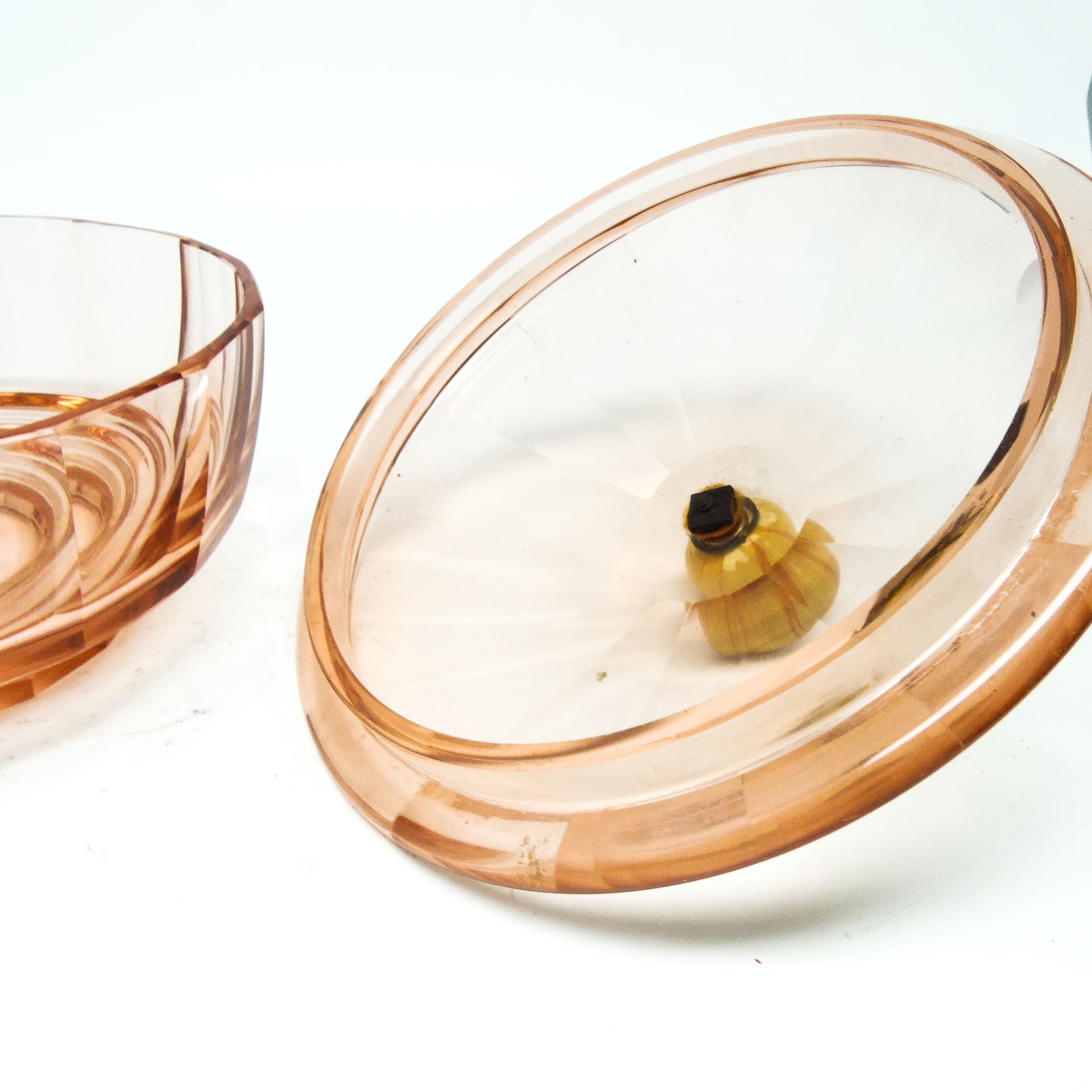 Bomboniera Art Deco, kryształ rozalinowy, Moser, Czechosłowacja, lata 30. - 186161