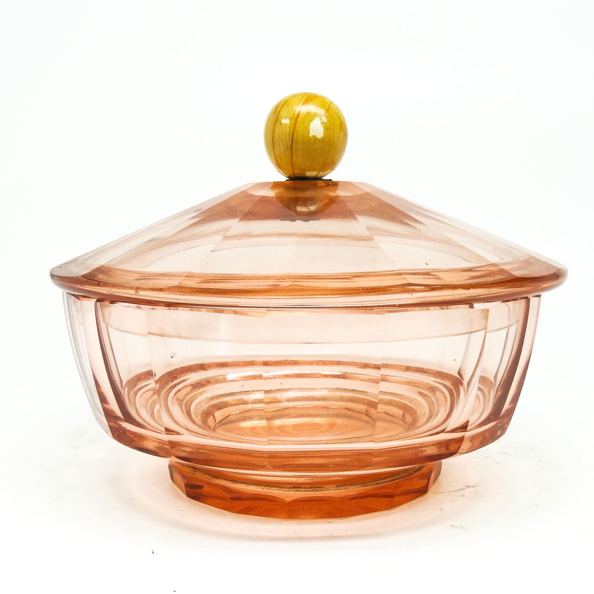 Bomboniera Art Deco, kryształ rozalinowy, Moser, Czechosłowacja, lata 30. - 186163