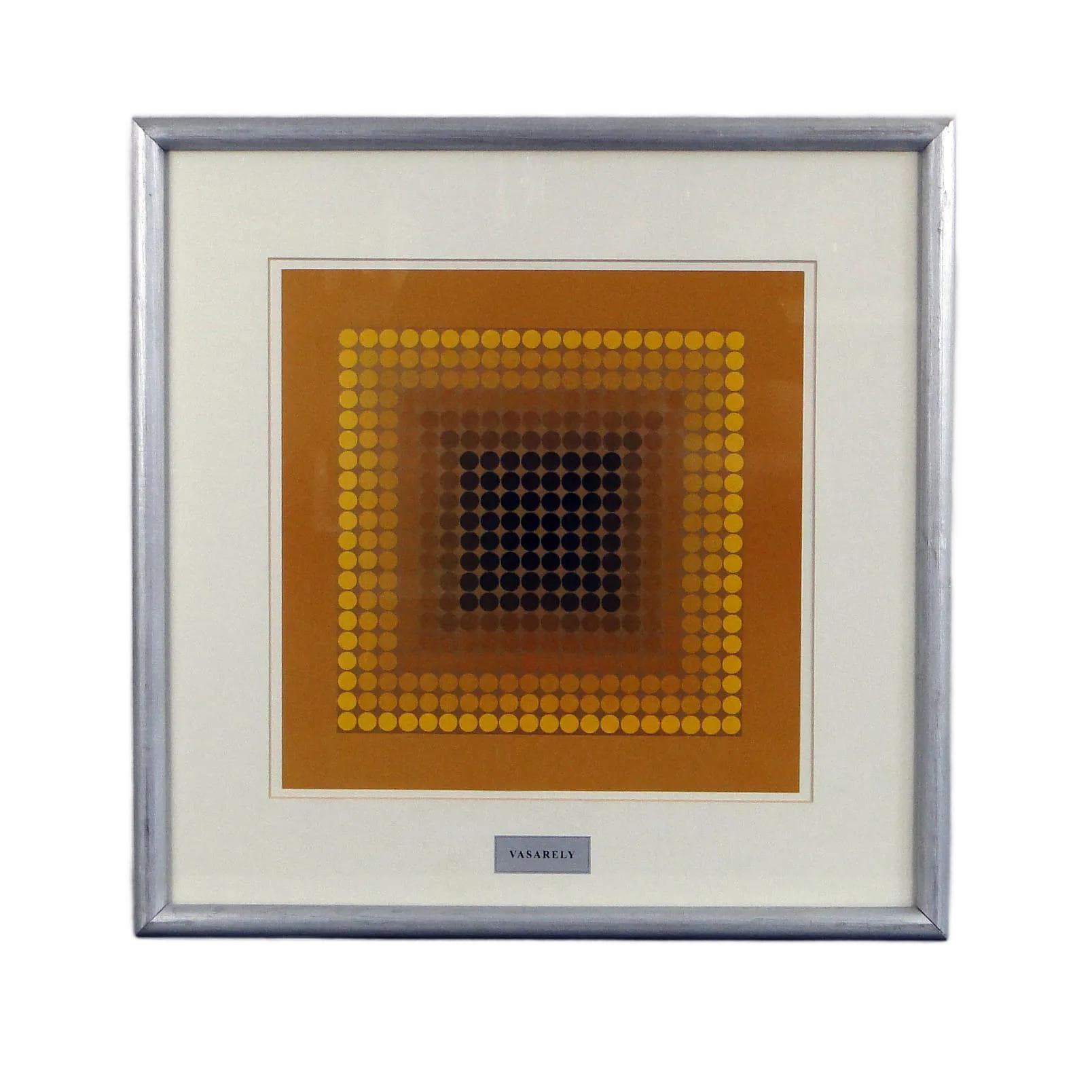 Grafika op-art, multikolor, papier, aut. V. Vasarely, Francja, lata 70.