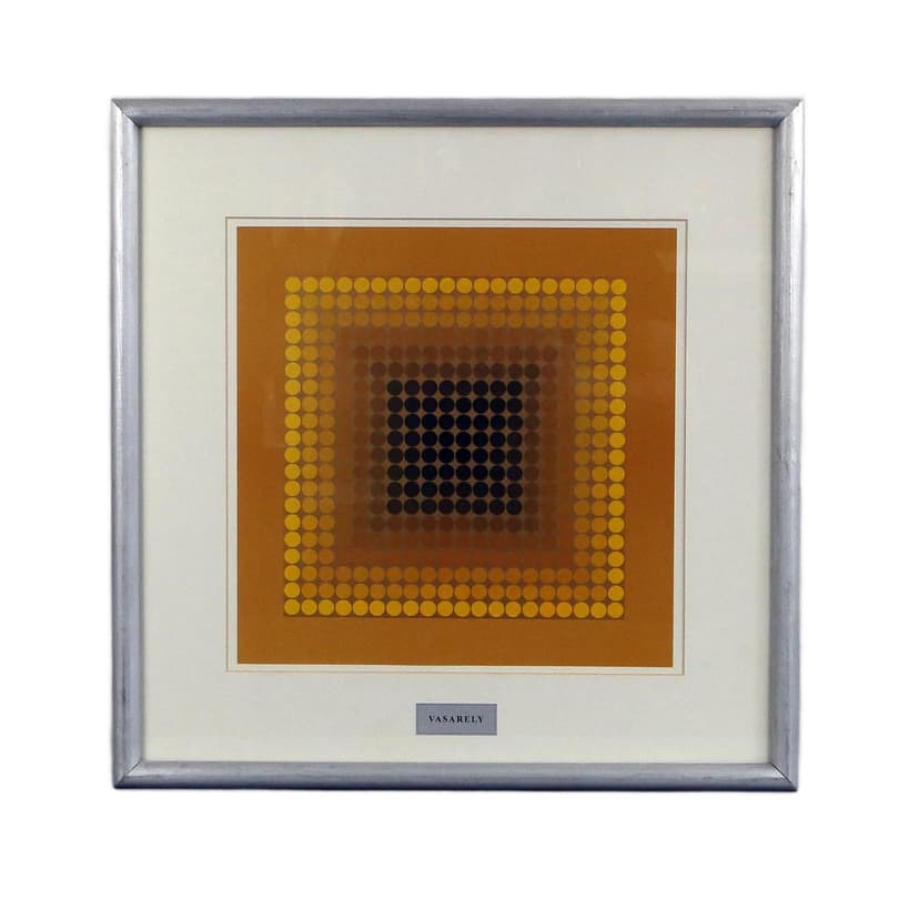 Grafika op-art, multikolor, papier, aut. V. Vasarely, Francja, lata 70.