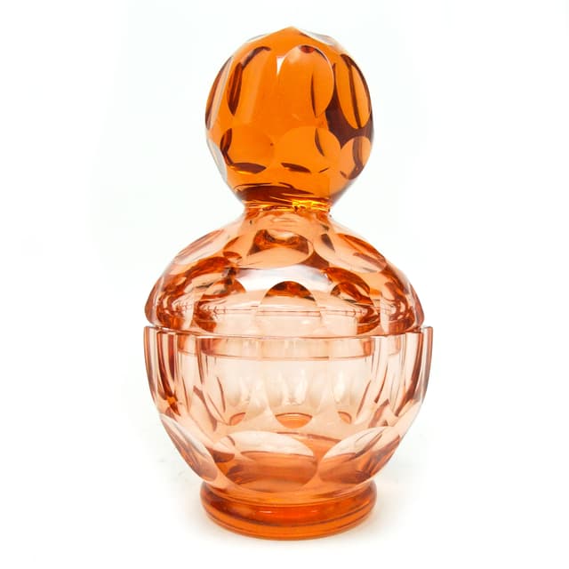 Art Deco bonbonnière, crystal, Moser, Czechoslovakia, 1930s. - DIMENSION