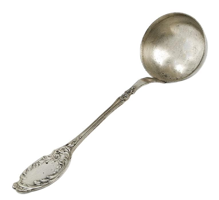 Borówka ladle, Art Nouveau / Art Deco, silver-plated brass, Norblin, Poland, 1920s.