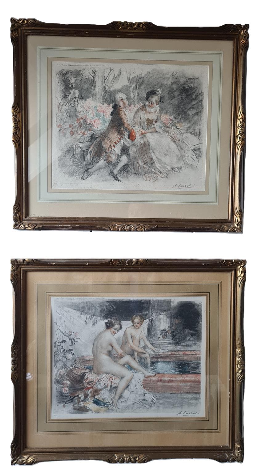 Para grafik Albert Calbet – Francja ok. 1910 | sygnowane | antyki