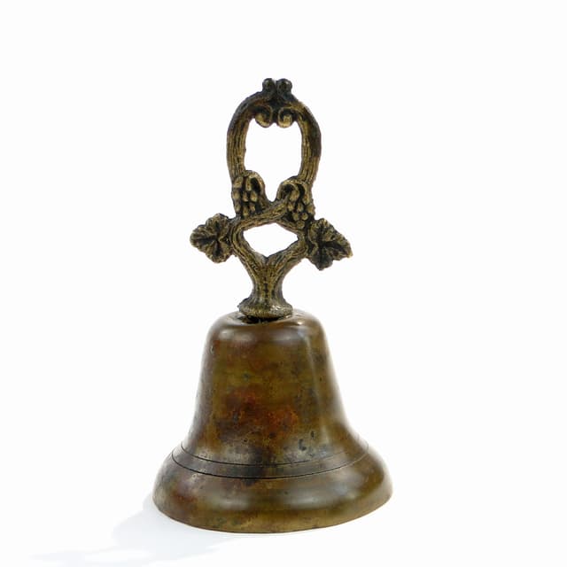 Dzwonek stołowy, brąz ciemny, mosiądz, Polska, XIX w. - WYMIARY