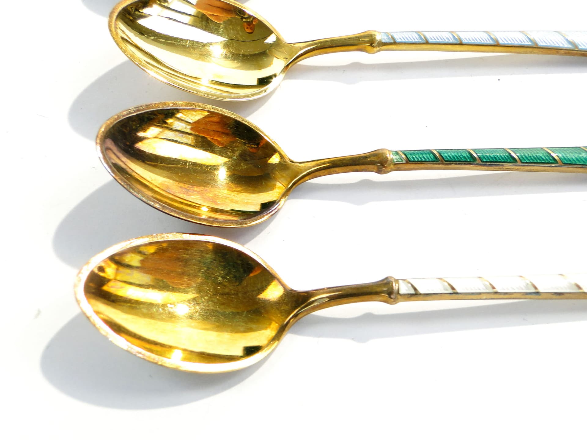 Set of demitasse spoons, multicolor enamel, silver, Denmark, 1950s - 186482