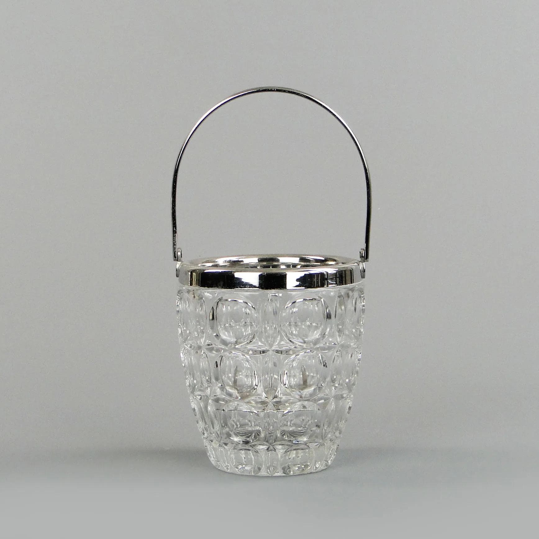 Ice bucket, transparent crystal, Rihodium, Sweden, 1950s - 13019