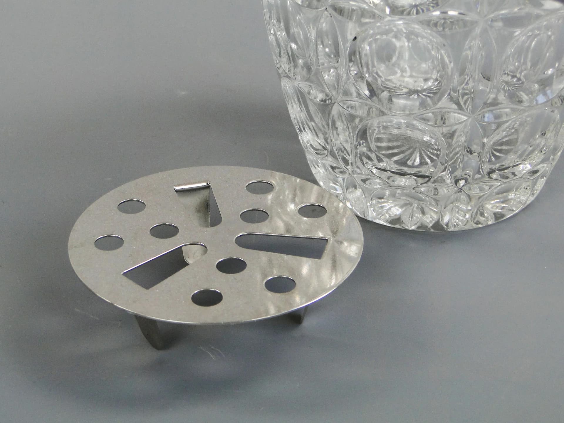 Ice bucket, transparent crystal, Rihodium, Sweden, 1950s - 13025