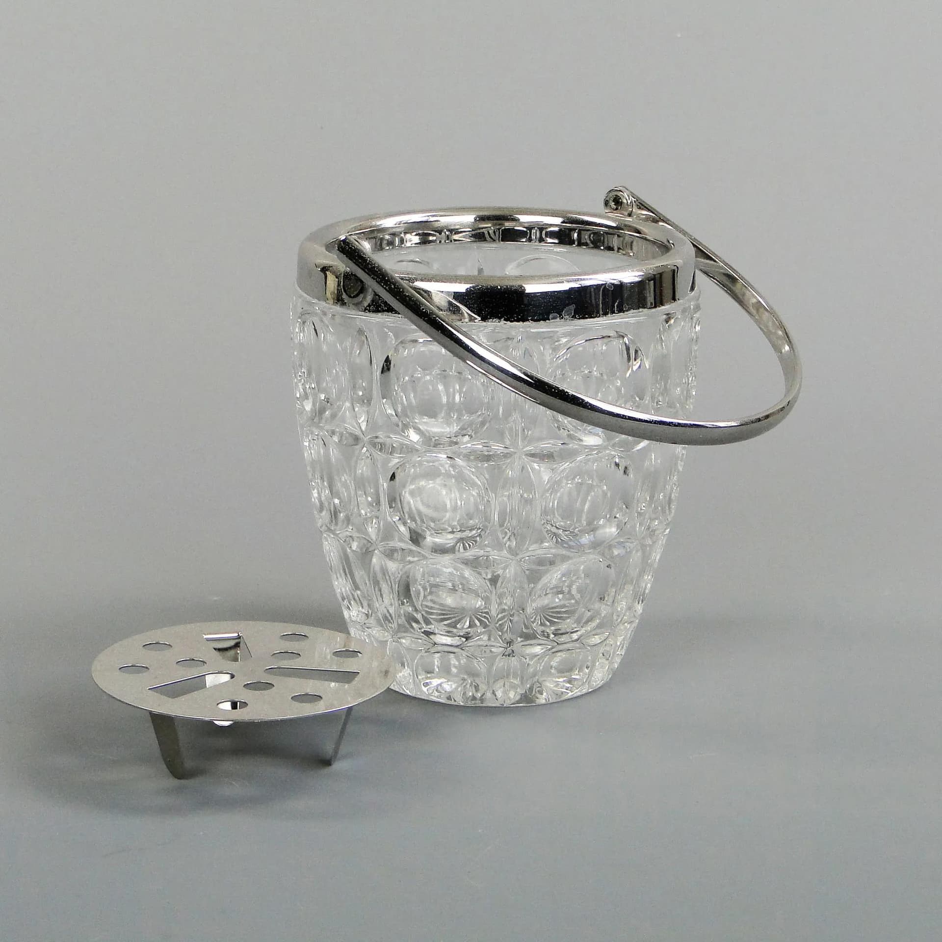 Ice bucket, transparent crystal, Rihodium, Sweden, 1950s - 13024