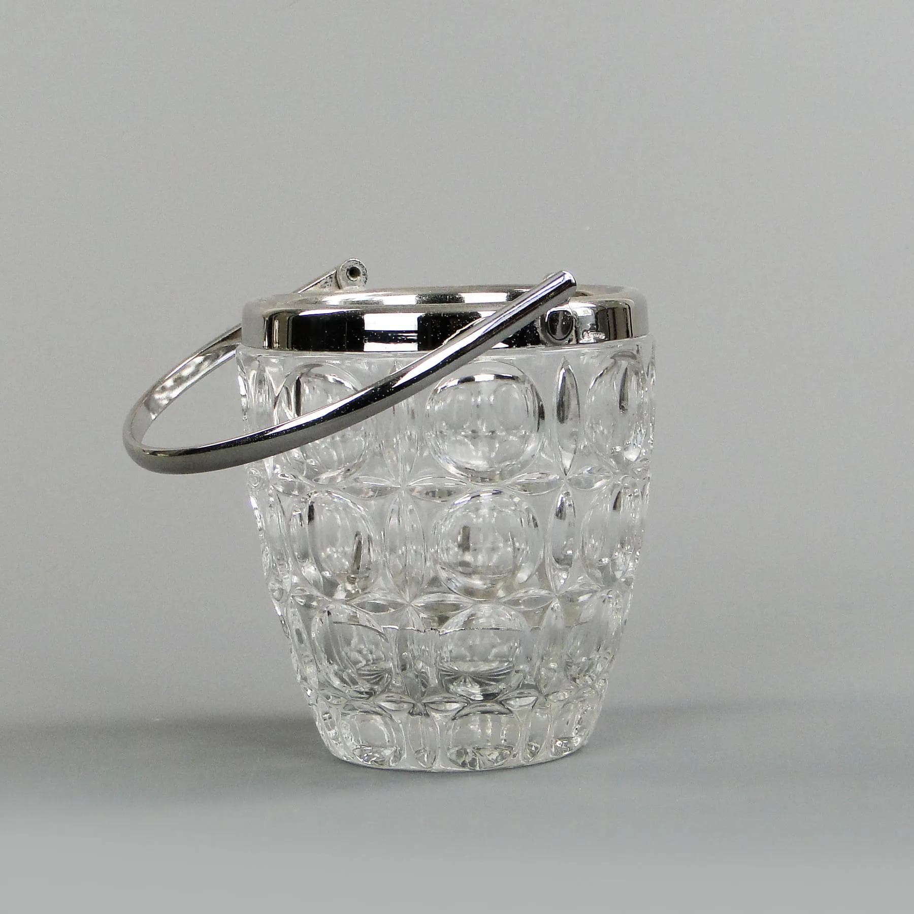 Ice bucket, transparent crystal, Rihodium, Sweden, 1950s - 13022